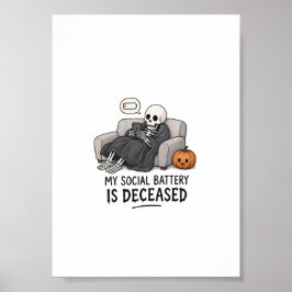 Skelett Socialt Batteri Avliden Rolig Halloween Ja Poster