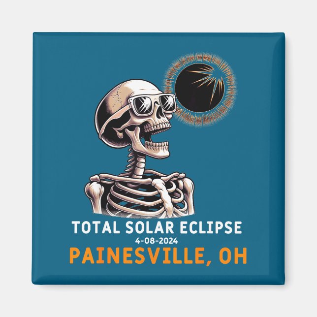 Skelett Solförmörkelse Painesville Ohio Magnet (Framsidan)