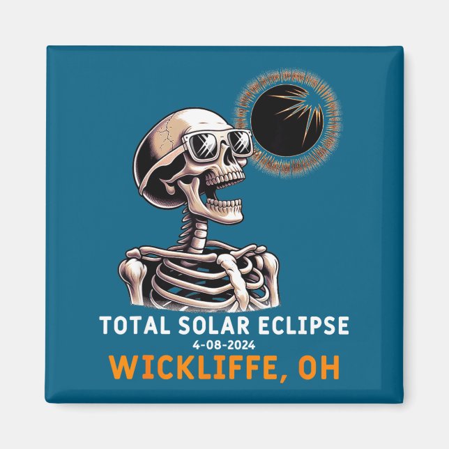 Skelett solförmörkelse Wickliffe Ohio illustration Magnet (Framsidan)