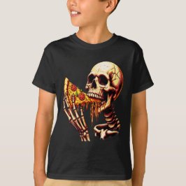 Skelett som äter pizza t shirt