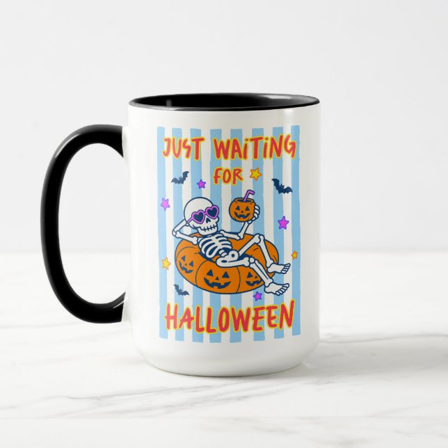 Skelett som bara väntar på Halloween Mugg (Vänster)