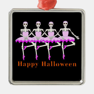 Skelett som dansar balett "happy halloween ", julgransprydnad metall