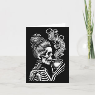 Skelett som dricker kaffe rolig Halloween-kostym Kort