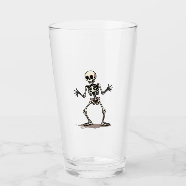 Skelett som gör Dab � Rolig Halloween-dans Tröja Glaskopp (Framsida)