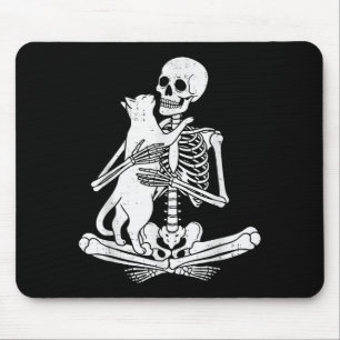 Skelett som håller katt Roligt Soky Halloween Meow Musmatta