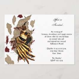 Skelett som klöser till och med vägghalloween fest inbjudningar