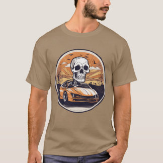 Skelett som kör en cool bil Cool Halloween Skelett T Shirt