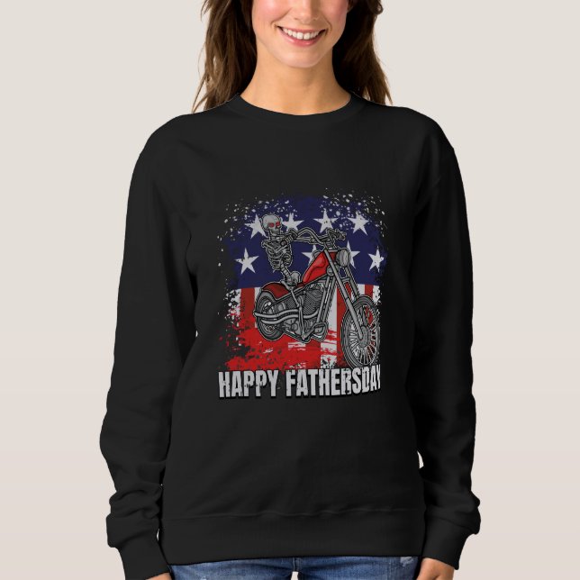 Skelett som kör motorcykel Glad fadersdag rolig T Shirt (Framsida)