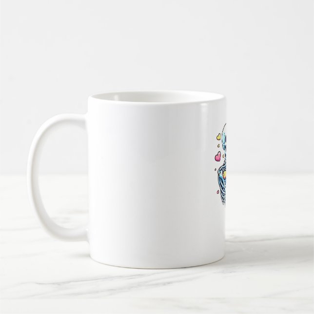 Skelett som kramar en tysk herde � Unik gotik Kaffemugg (Vänster)