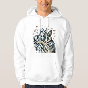 Skelett som kramar en tysk schäfer � Unik gotisk s Hoodie