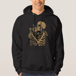 Skelett som kramar katt – Söt gotisk kattälskarepr Hoodie