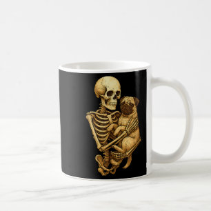 Skelett som kramar Pug Halloween Pugs Älskare Pug Kaffemugg