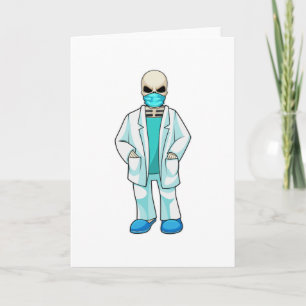 Skelett som läkare med ansiktsmask kort