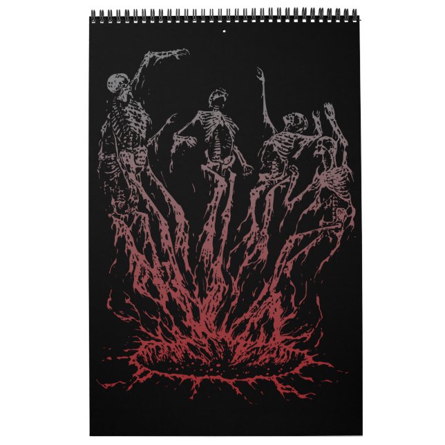Skelett som reser sig ur lågor kalender (Omslag)