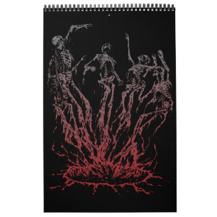 Skelett som reser sig ur lågor kalender