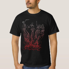 Skelett som reser sig ur lågor t shirt