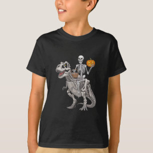 Skelett som rider Mummy Dinosaurie T rex Halloween Shirt