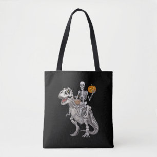 Skelett som rider Mummy Dinosaurie T rex Halloween Tygkasse