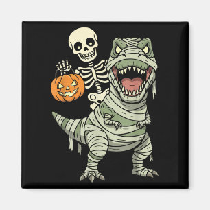 Skelett som rider på Mummy Dinosaur T Rex Hallowee Magnet