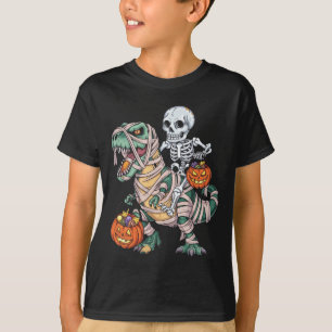 Skelett som rider på Mummy Dinosaur T Rex Hallowee Shirt
