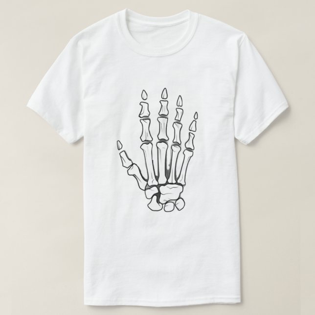 Skelett som river sig igenom t shirt (Design framsida)