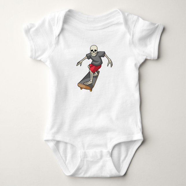 Skelett som Skridskoåkare med Skateboard T Shirt (Framsida)