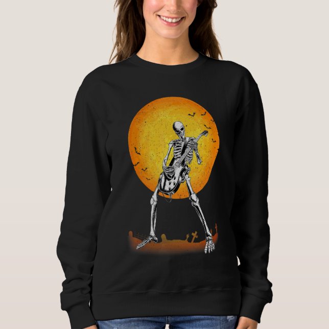 skelett som spelar elgitarr  Män Kvinnor Hallow T Shirt (Framsida)