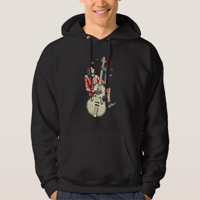 Skelett som spelar gitarr jazzmusik vintage gitarr hoodie (Framsida)
