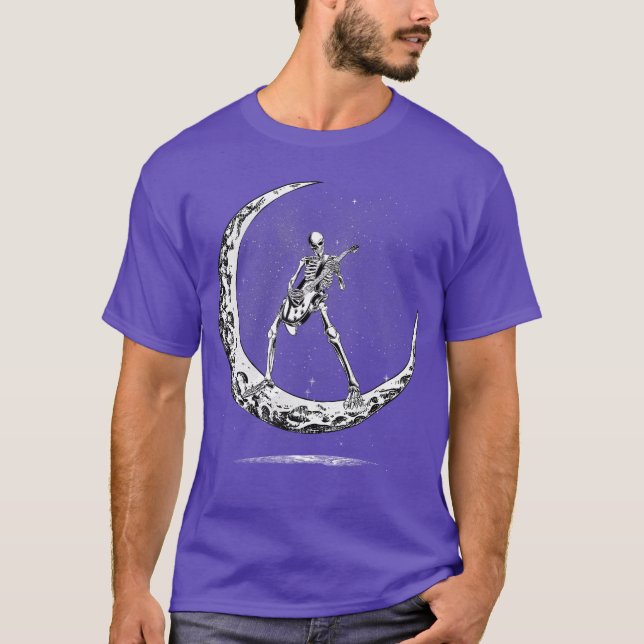 Skelett som spelar gitarr rock and roll för män oc t shirt (Framsida)