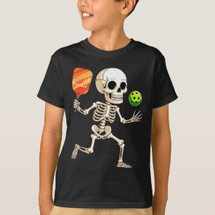 Skelett som spelar pickle ball Halloween-kostym T Shirt