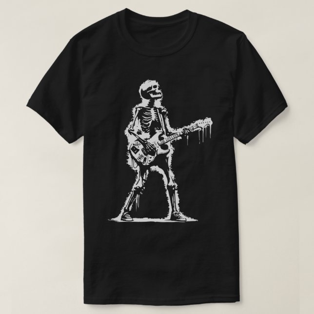 skelett som spelar sten t shirt (Design framsida)