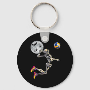 Skelett som spelar volleyboll Glad Halloween-dag B Nyckelring