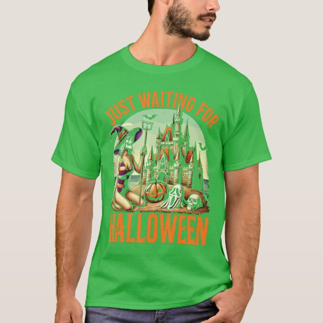 Skelett sommar bara väntar på Halloween sommar T Shirt (Framsida)