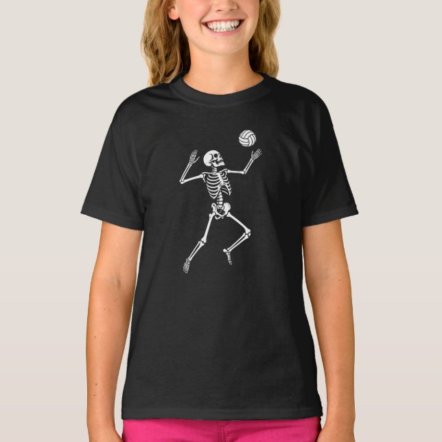 skelett spelar volleyboll  t shirt (Framsida)