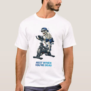 Skelett Spinnande Cykel Rolig Träningsdesign T Shirt
