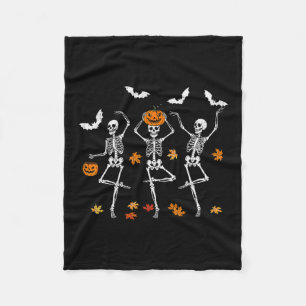 Skelett spöklik dans höst Halloween Thanksgiving Fleecefilt