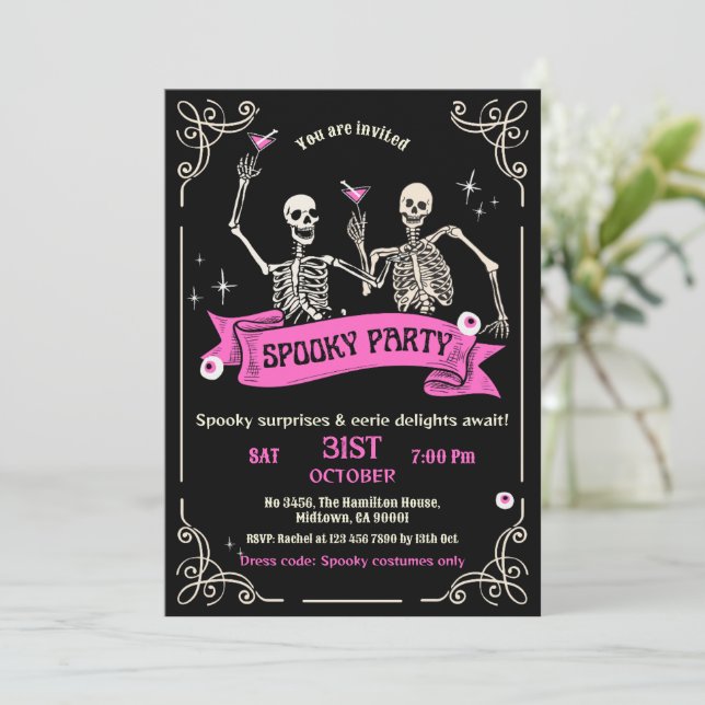 Skelett Spöklik Fest Halloween Kostym Cocktail Inbjudningar (Stående Fram)