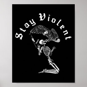 Skelett Stanna Våldsam Vintage 90-tal Halloween Ku Poster