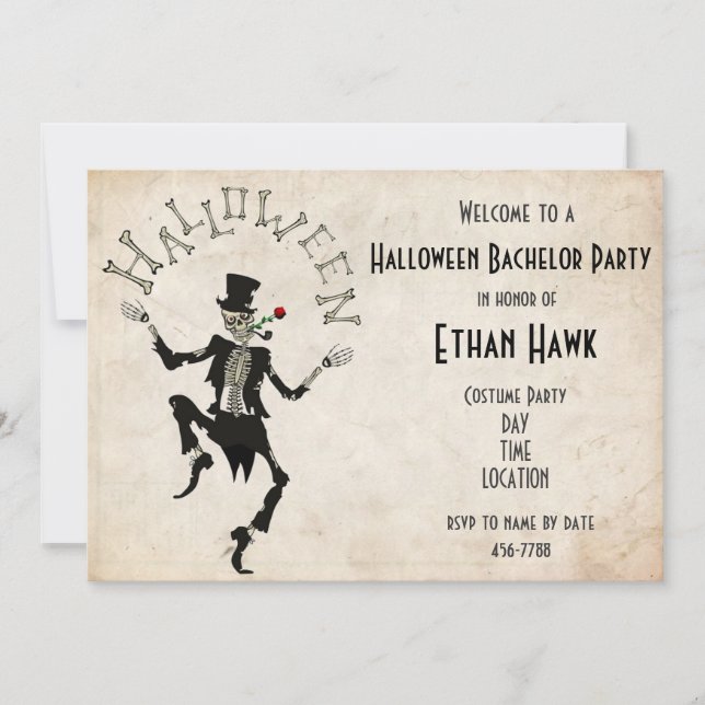 Skelett Steampunk Halloween Sällskapsfest Födelsed Inbjudningar (Framsida)
