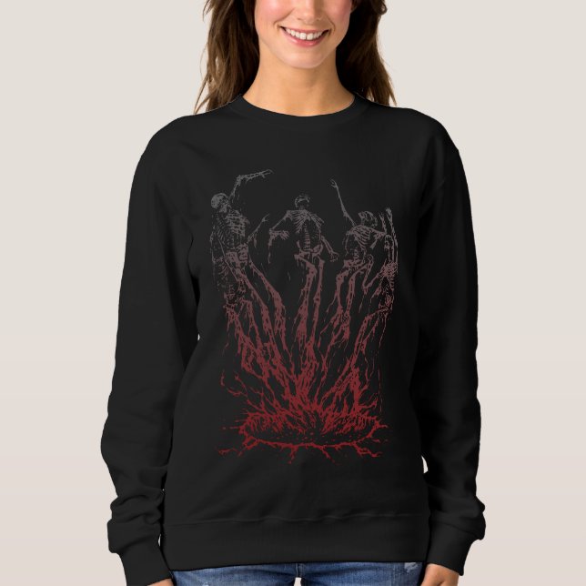 Skelett stiger upp ur lågor t shirt (Framsida)