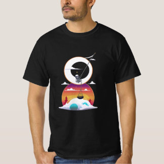 Skelett svänger på en måne t shirt