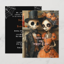Skelett Svarta Spindlar Halloween Bröllop