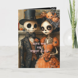 Skelett Svarta Spindlar Halloween Vikta Bröllop Inbjudan