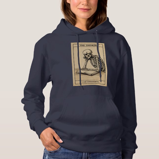 Skelett Tänkare Illustration T Shirt (Framsida)
