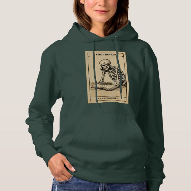 Skelett Tänkare Illustration T Shirt (Framsida)