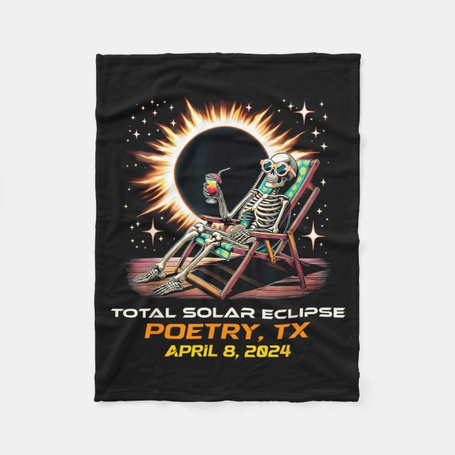 Skelett Total Solförmörkelse Poesi Texas Fleecefilt (Framsidan)