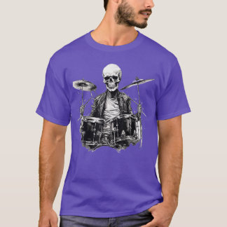 Skelett Trummis Kille Rock And Roll Rock På Trumse T Shirt