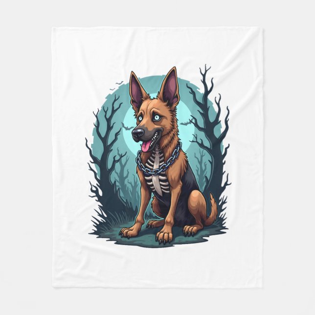 Skelett Vallhund Fleecefilt (Framsidan)