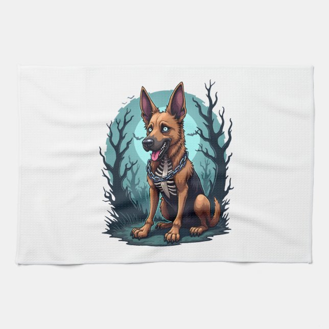 Skelett Vallhund Kökshandduk (Horisontell)