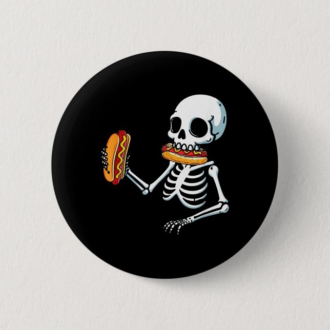 Skelett varmkorv Halloween Knapp (Framsida)